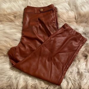 Loft Curvy Button Tab Slim Pants In Faux Leather